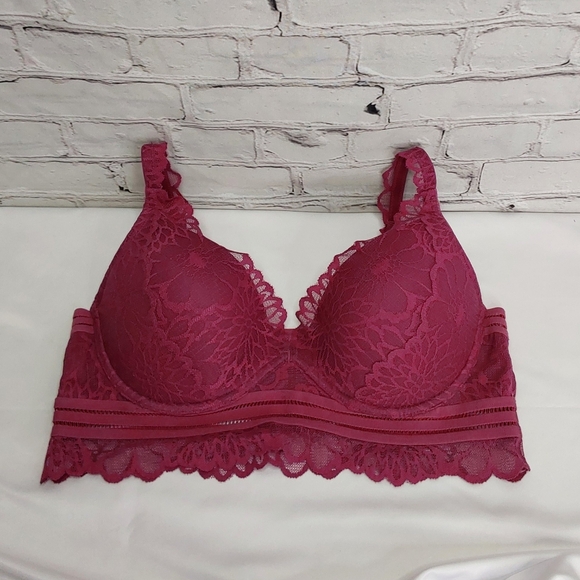 VICTORIA'S SECRET 'PINK' LACE PLUNGE FRONT FOAM CUP FULL~COVERAGE BRA/ BRALETT - Picture 16 of 16